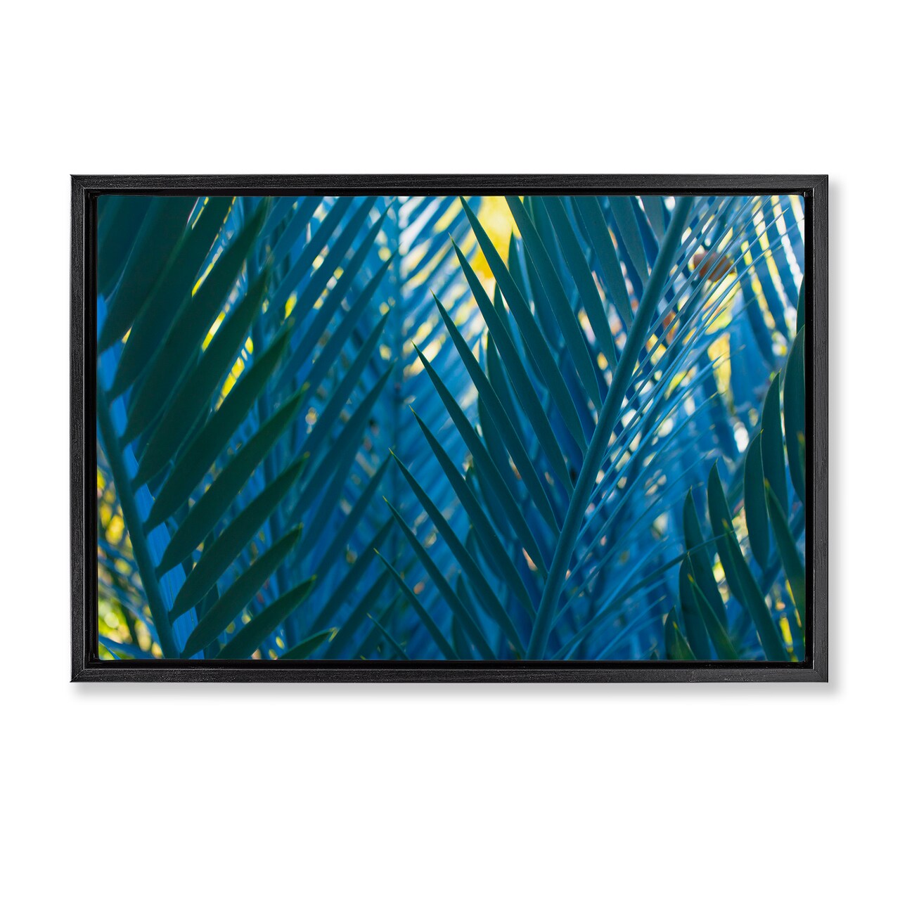 Stupell Industries Blue Palm Fronds Framed Floater Canvas Wall Art Design by Carol La Barge